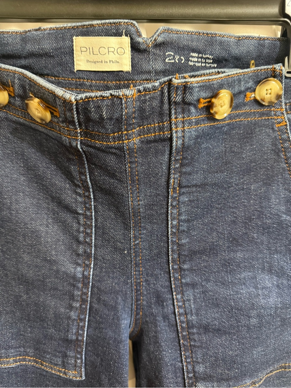 The Kit Cropped High-Rise Wide-Leg Utility Trousers by Pilcro- Dark Blue - Picture 3 of 11